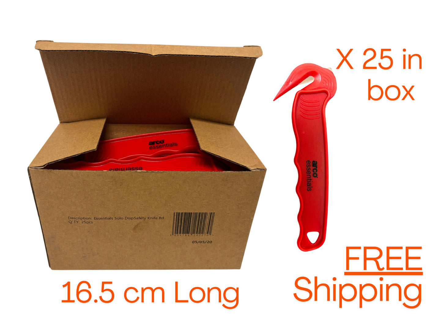 25 x ARCO Safety Knife Box of Shrink Tape Cutter