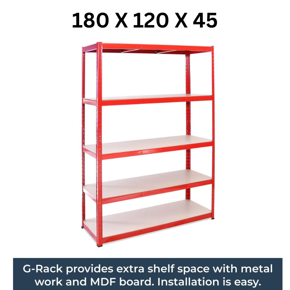 G-Rack Extra Heavy Duty Garage Shelving — Single Bay 5 Tier Shelf Unit